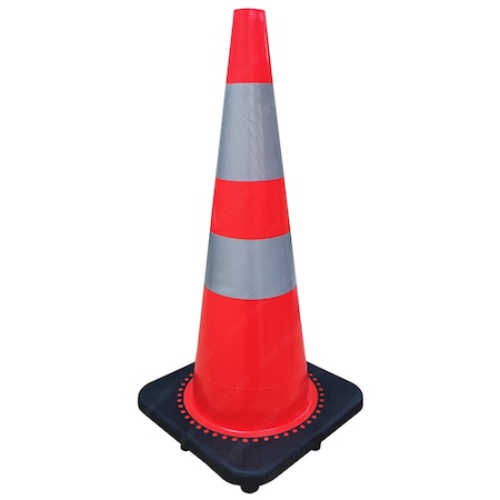 Electriduct 28" Traffic MUTCD Road Safety Device with Reflective Collar - Bright Orange/Black Base
